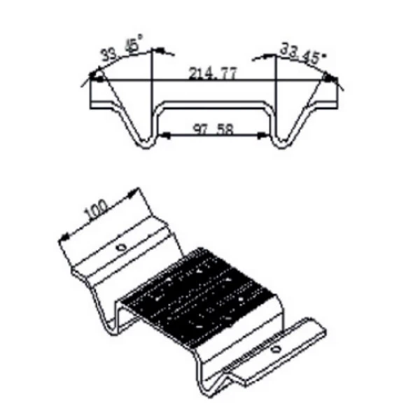 drawing of T shape clamp for tin roof